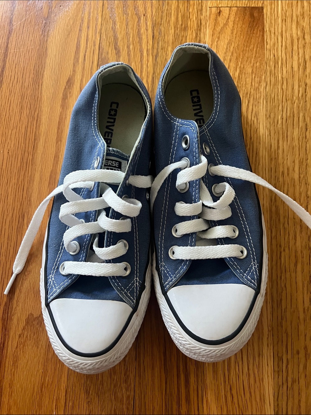 Converse Blue Canvas Low Top Sneakers with White Accents